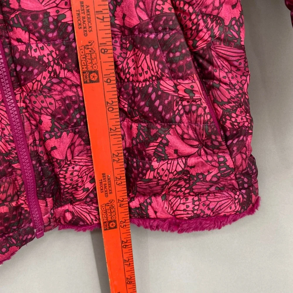 The North Face Reversible Mossbud Swirl Jacket Girls XL 18 Pink Butterfly Fleece